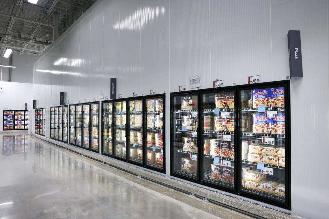 The frozen food section of BJ's Wholesale Club is stocked on Friday, April 24, 2026 in Fort Worth, Texas. BJ's Wholesale Club touts its low grocery store prices claiming, customers save up to 25% off.