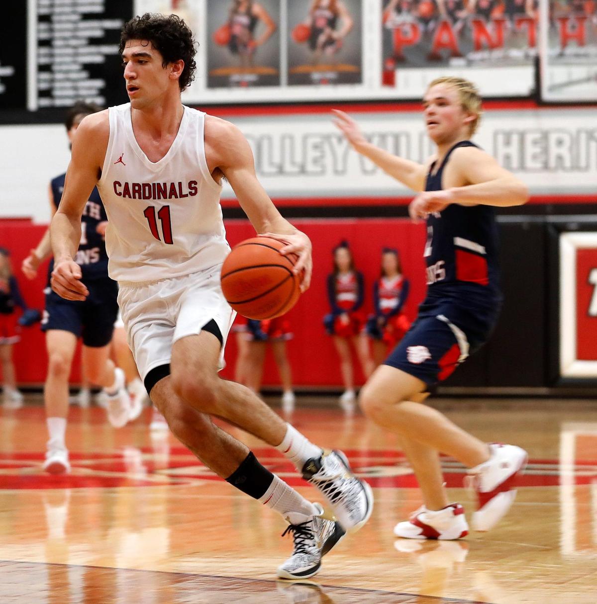 Fort Worth Christian’s Alec Zambie (11) steps into the paint for a shot during the TAPPS 5A State Semifinal basketball game at Colleyville Heritage High School in Colleyville, Texas, Tuesday, March 09, 2021. Fort Worth Christian defeated Grapevine Faith 72-65. (Special to the Star-Telegram Bob Booth)