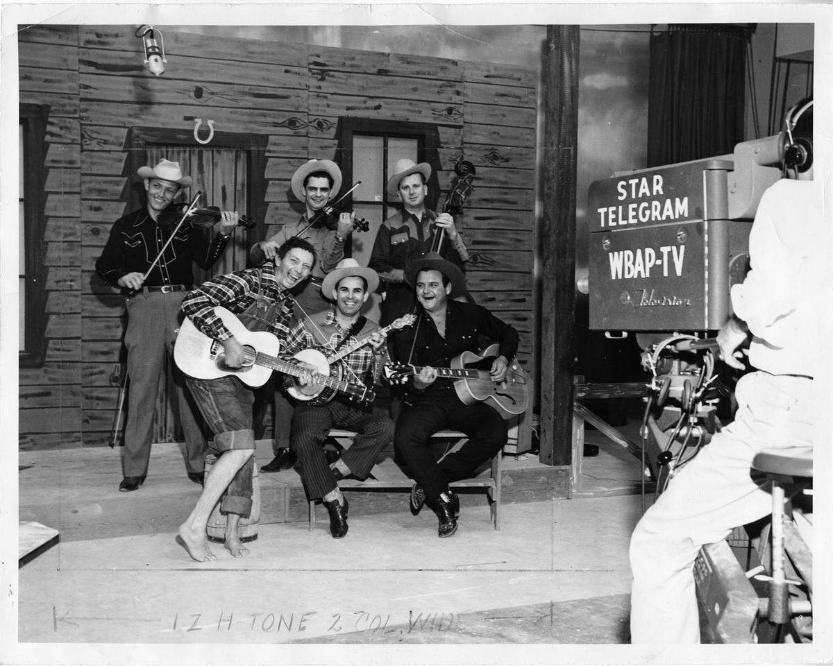 1948: Flying X Ranch Boys performing on WBAP-TV. The Flying X Ranch Boys made history as the first musical group to perform on television in Texas on WBAP-TV’s premiere program on September 29, 1948. The group performed regularly on Saturday nights as the headliners of a program sponsored by Philco.
