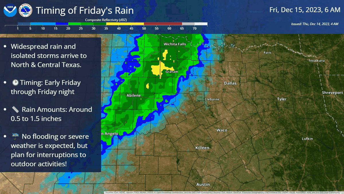 Widespread rain and isolated storms arrive to North and Central Texas early Friday through Friday night.