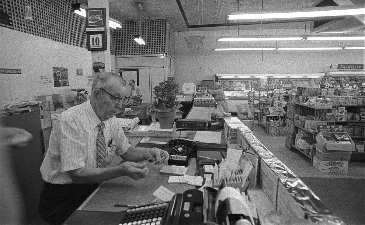 Aug. 12, 1978: Mr. & Mrs. Robert Tillery at the closing of their grocery store at 2202 Forest Park Blvd. (The location is near the site of a law firm today, next to Tillery Park. After 40 years in business, the Tillerys gave up the store when its roof needed extensive repairs that the building owners’ wouldn’t pay for.)