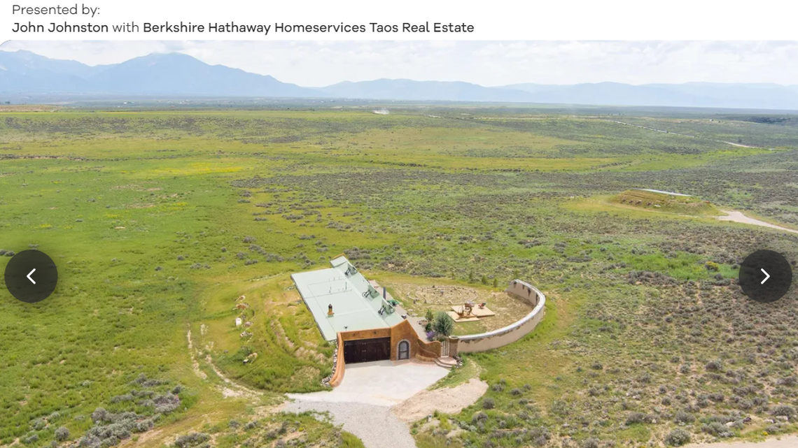 Drone shot of New Mexico earthship