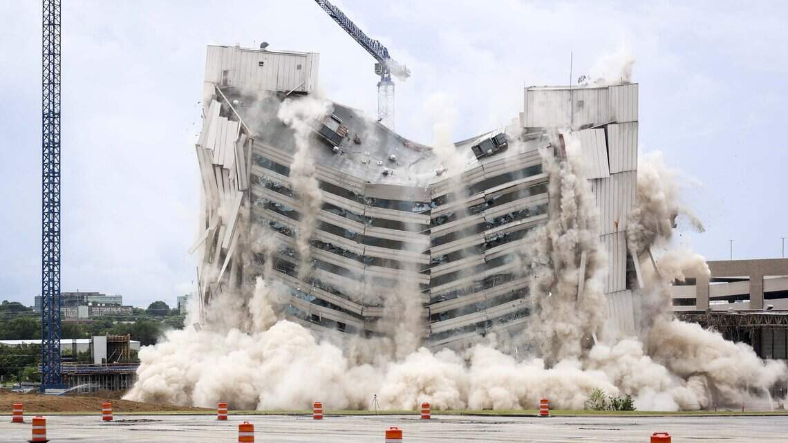 Watch: Implosion makes way for third Loews hotel in Arlington