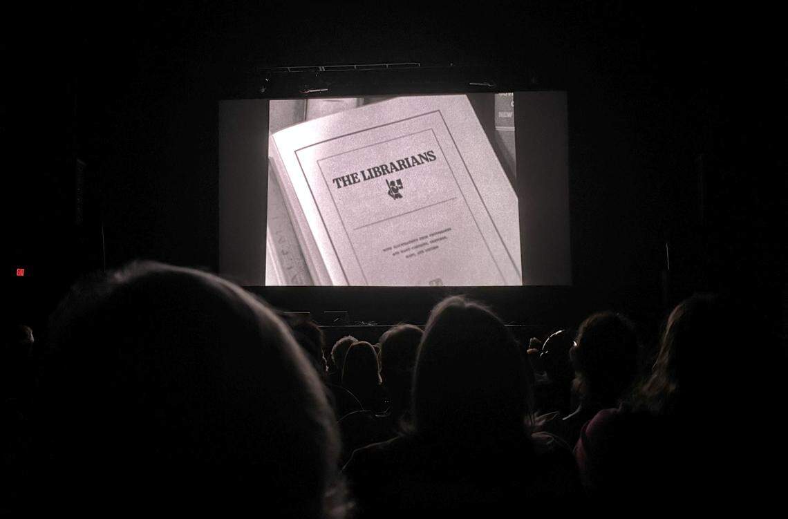 “The Librarians” culled a nearly sold-out crowd to the Texas Theatre on Oct. 14. The audience was filled with activists and librarians donned in anti-book banning garb.