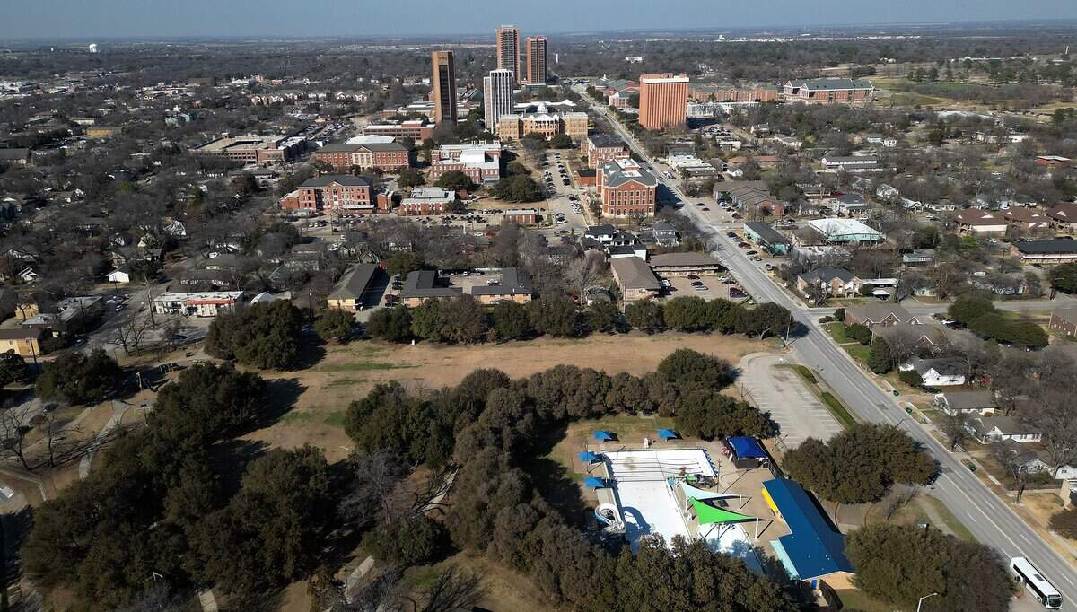 Quakertown Park in Denton on Thursday,  Feb. 12, 2026. Quakertown was once a thriving Black community in downtown Denton, but was displaced in 1921 to build a city park.