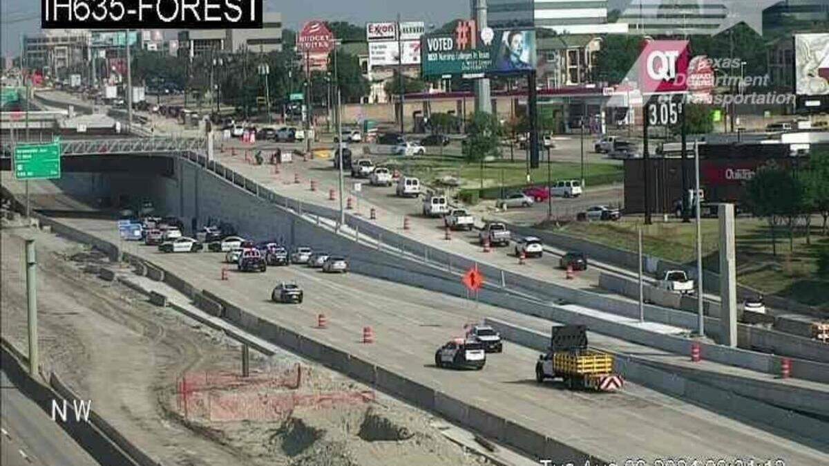 A multi-vehicle crash and assaults — including a stabbing — shut down the westbound lanes of Interstate 635 Tuesday morning in northeast Dallas.