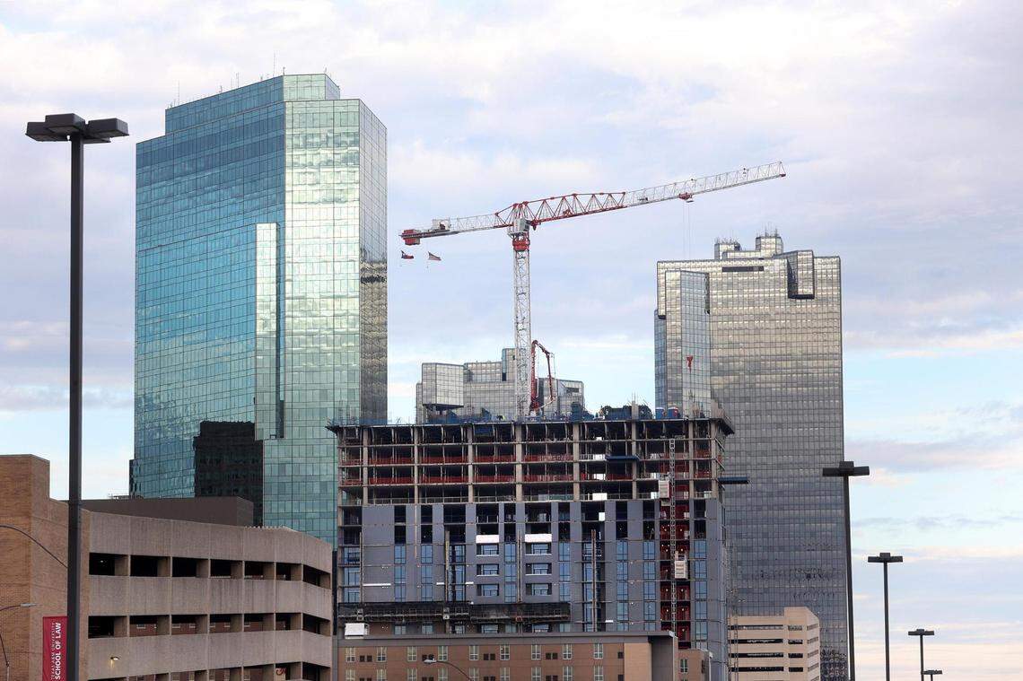 A high rise under construction in downtown Fort Worth.