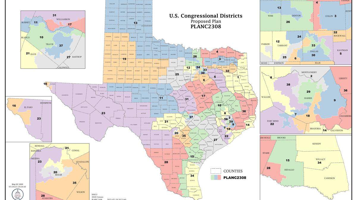 A new congressional map of Texas has been submitted to the Texas committees on redistricting by Corpus Christi Republican Todd Hunter