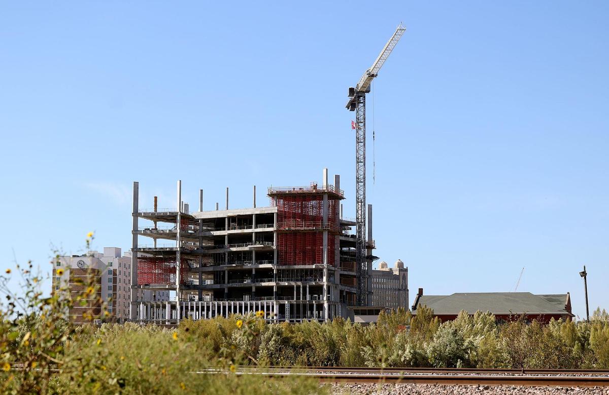 The Texas A&M-Fort Worth Law and Education building on Oct. 21. Construction is expected to be done in December 2025.
