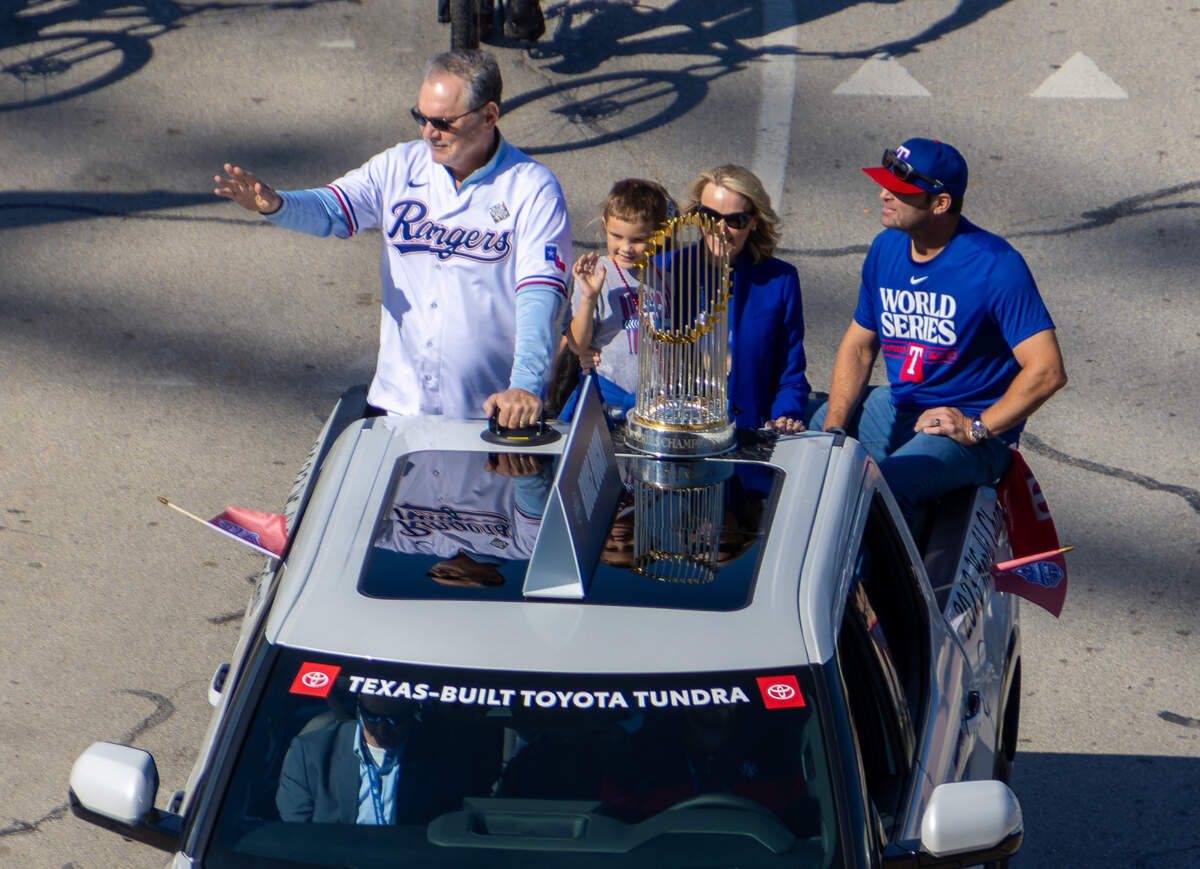 Texas Rangers Manager Bruce Bochy during the World Series parade Friday, Nov. 3, 2023, in Arlington.