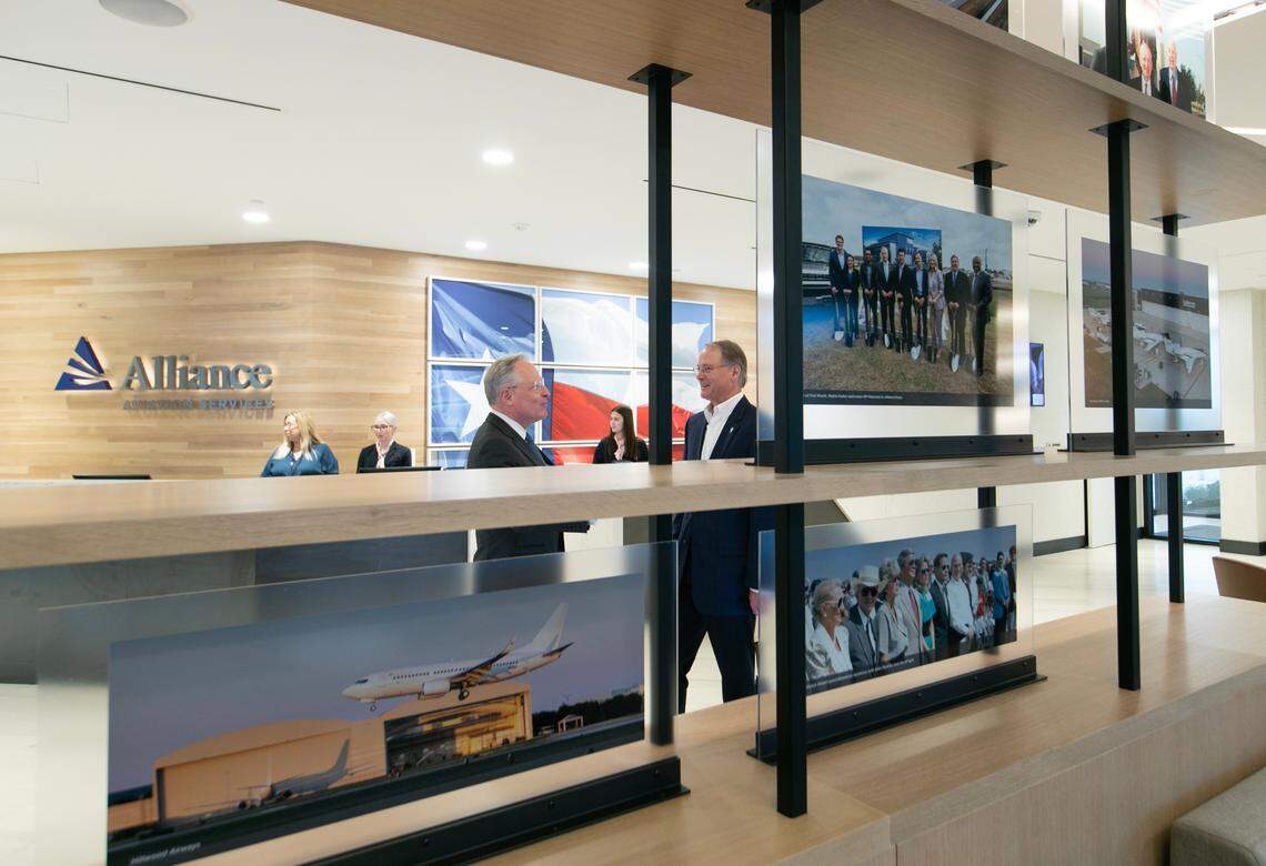 Perot Field Fort Worth Alliance Airport’s new fixed-base operation facility features images that showcase AllianceTexas’ history and development.