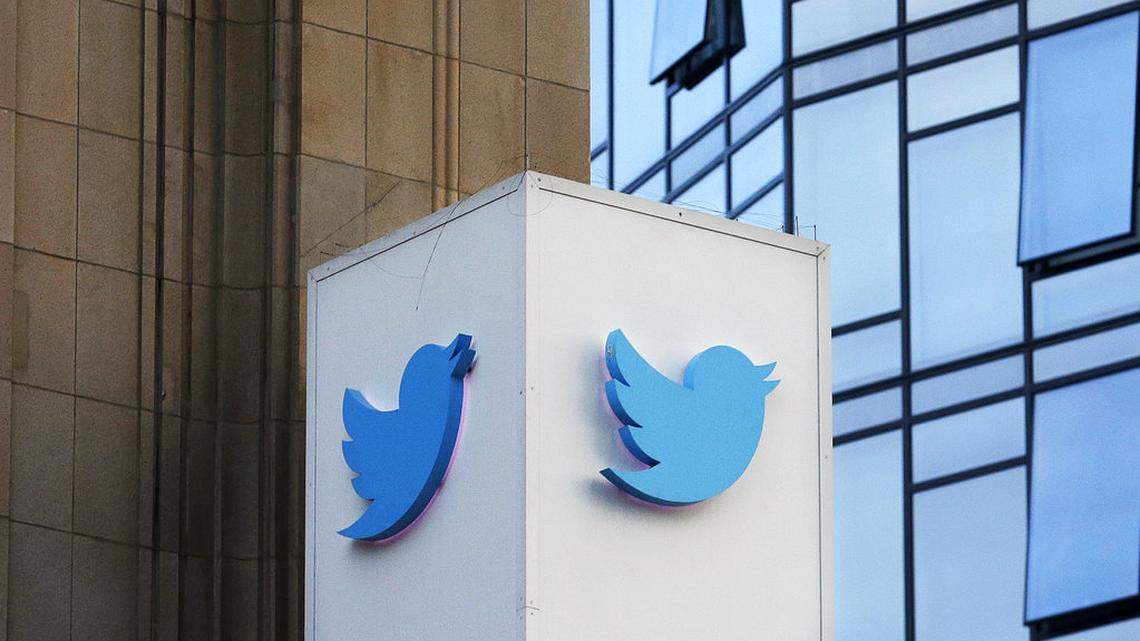 This Oct. 26, 2016 file photo shows a Twitter sign outside of the company’s headquarters in San Francisco. A Texan man is offering Elon Musk free land to move the Twitter headquarters to Texas.
