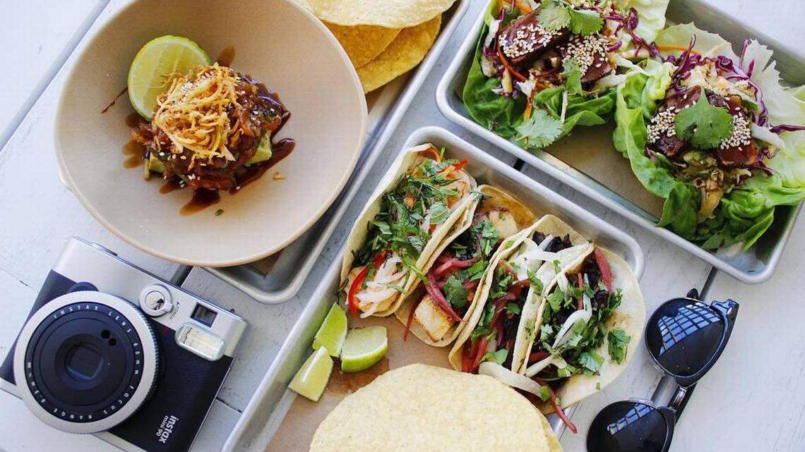 Tuna Tatako tray and tuna poke from Bartaco