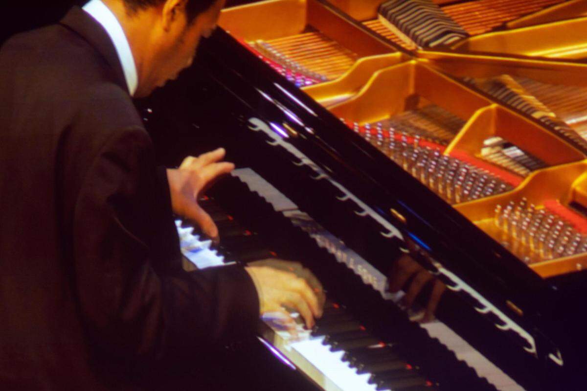 A monitor dispalys semifinalist Clayton Stephenson’s keystrokes during the 16th Cliburn International Piano Competition at Bass Performance Hall in Fort Worth, Texas, on Thursday, June 10, 2022.