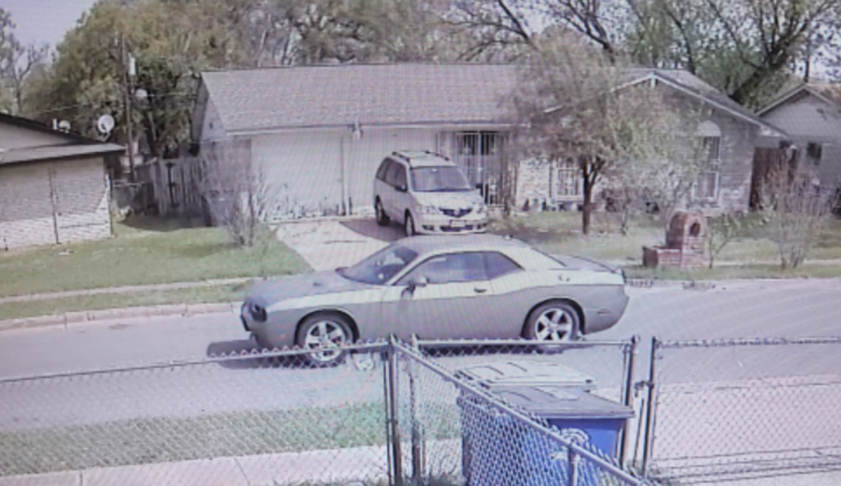 Dallas Police Department detectives were able to obtain camera footage of a suspect in the vehicle in the image from a murder that happened on Grove Oaks Boulevard, April 10, 2022.