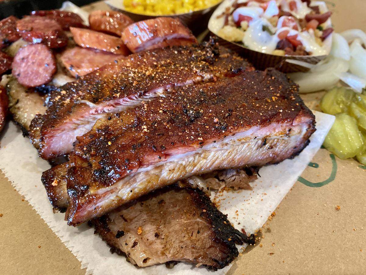 Ribs, brisket and sausage at BBQ on the Brazos in Fort Worth.