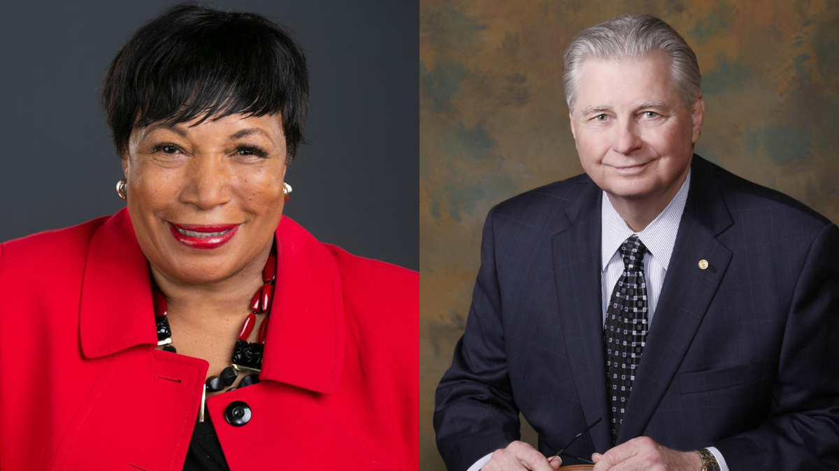 Former Arlington city council member Ruby Faye Woolridge, left, and current Tarrant County District Clerk Tom Wilder, right, will face off Nov. 1.