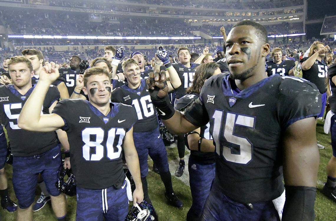 TCU defensive end Ben Banogu, right, will be a senior leader for the Horned Frogs' defense in 2018 and could be one of the first TCU players selected in the 2019 NFL draft.