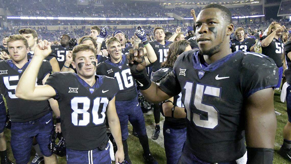 TCU defensive end Ben Banogu, right, will be a senior leader for the Horned Frogs' defense in 2018 and could be one of the first TCU players selected in the 2019 NFL draft.