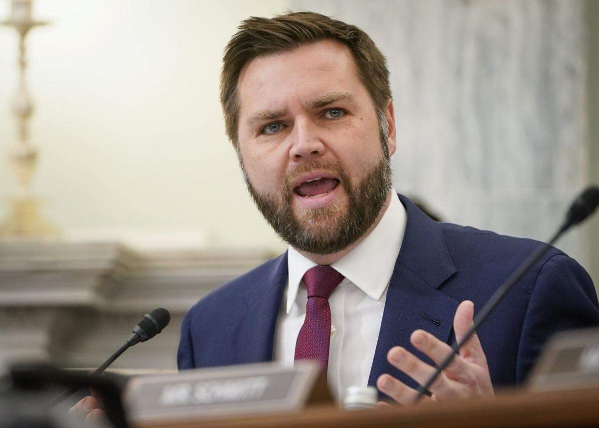 Sen. JD. Vance during a Senate hearing on improving rail safety in March.