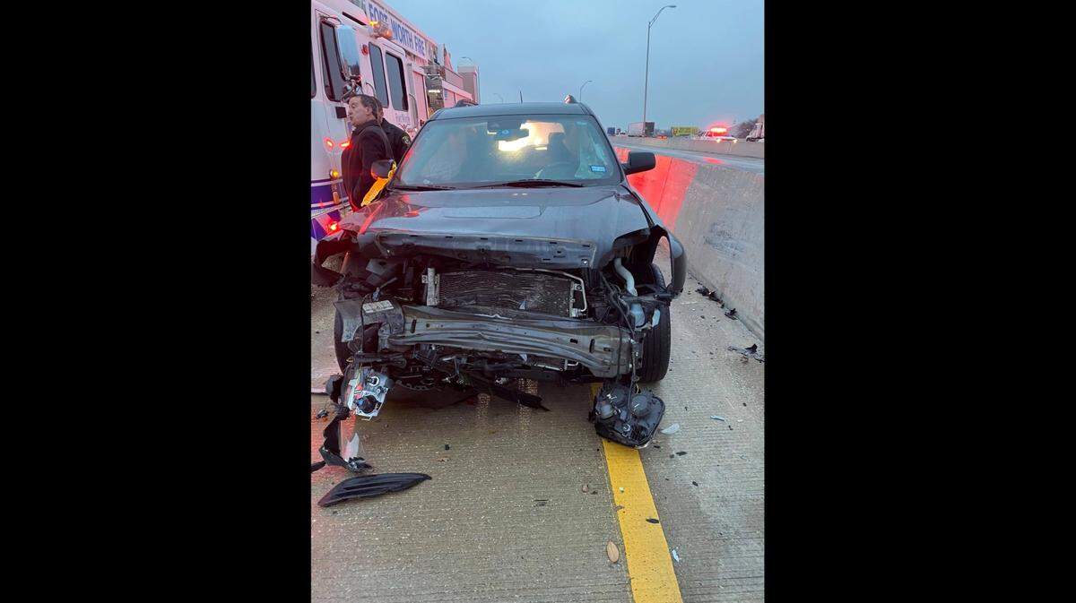 Fort Worth-area native and JPS EMT Jesse Robinson was involved in the 133-car pileup on I-35W in Fort Worth on Thursday Feb. 11, 2021. Robinson got out of his damaged car and went on to assist others.