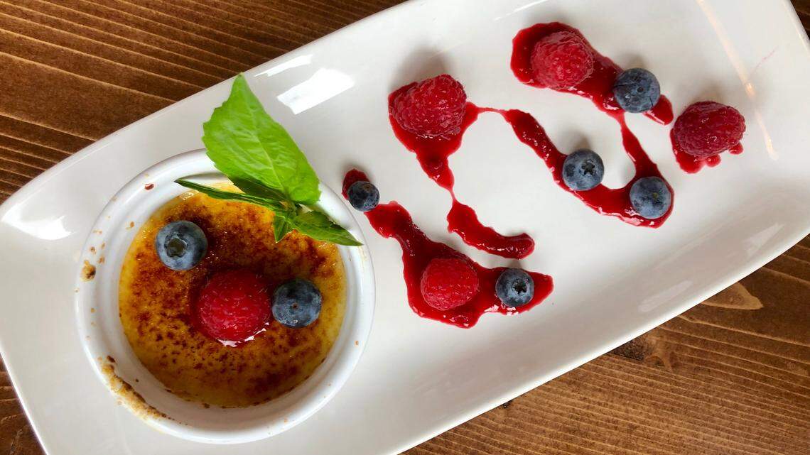 Almost a smiley-face creme brulee at Bistro 1031 in Aledo.