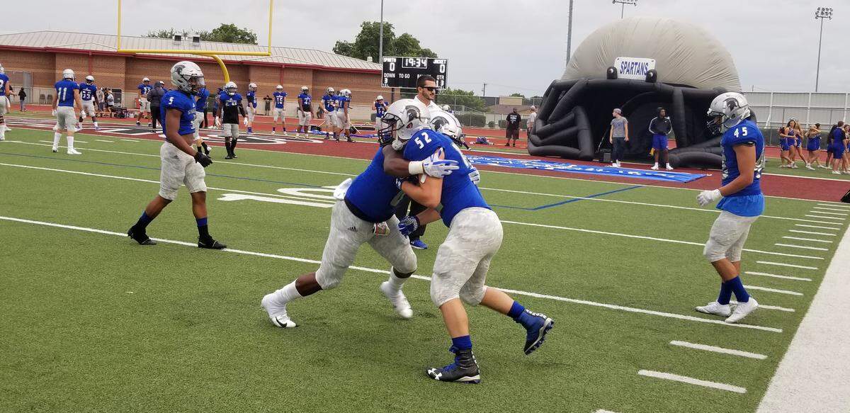 Burleson football gets ready for its game against Denison on Sept. 7, 2018.