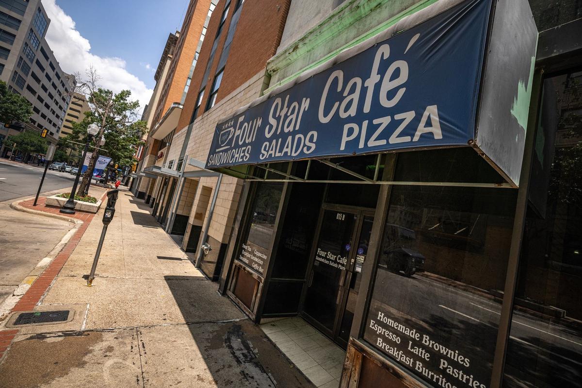 The empty store front of the former Four Star Cafe is closed on Houston Street in downtown Fort Worth on Wednesday, July 24, 2024.