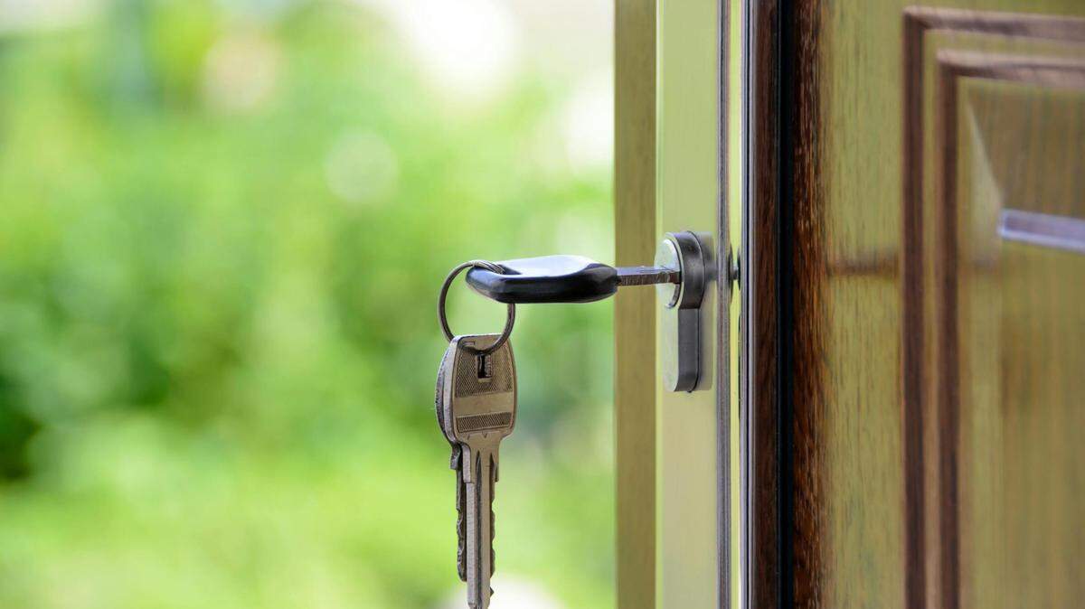 A key in a keyhole.