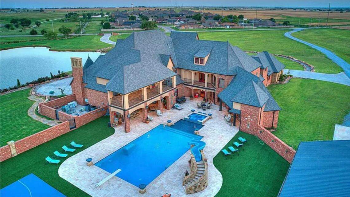 The exterior of the massive house