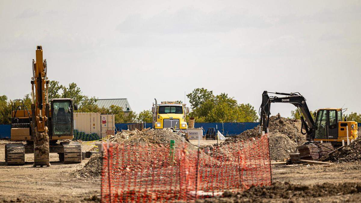 Construction is underway at a future site of a ‘medical home’ from the JPS Health Network at the intersection of Granbury Road and Mesa Springs Drive in Fort Worth on Tuesday, Aug. 22, 2023. The medical home was initially planned to be the first of four medical homes financed by the JPS bond program.