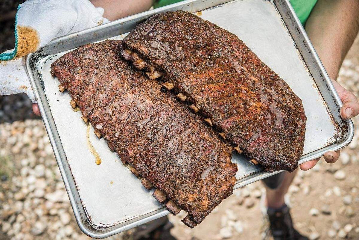 Franklin Barbecue’s spice-rubbed brisket. 