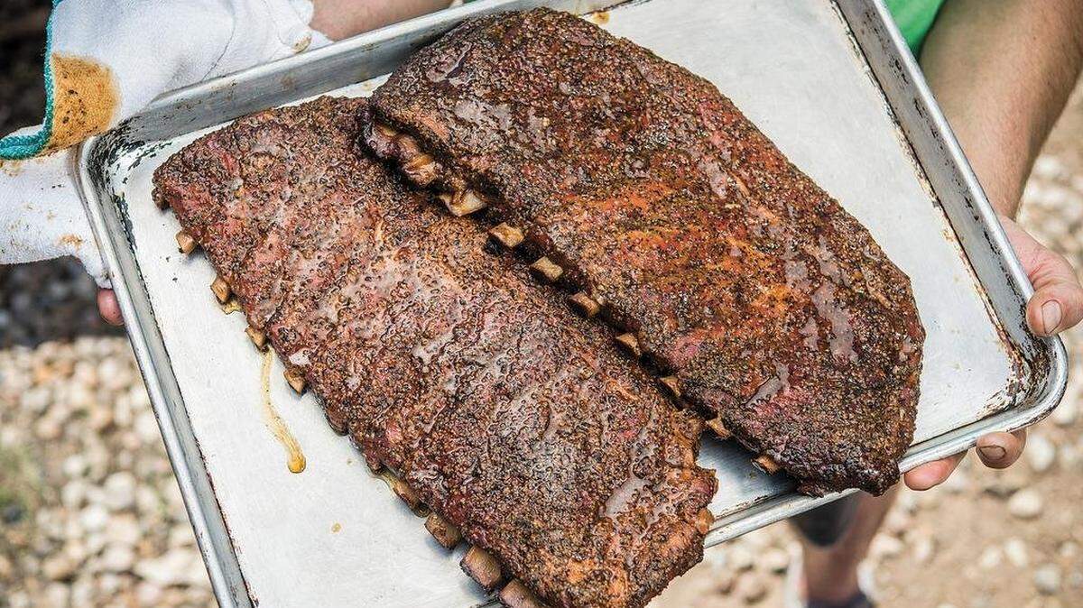 Franklin Barbecue’s spice-rubbed ribs.