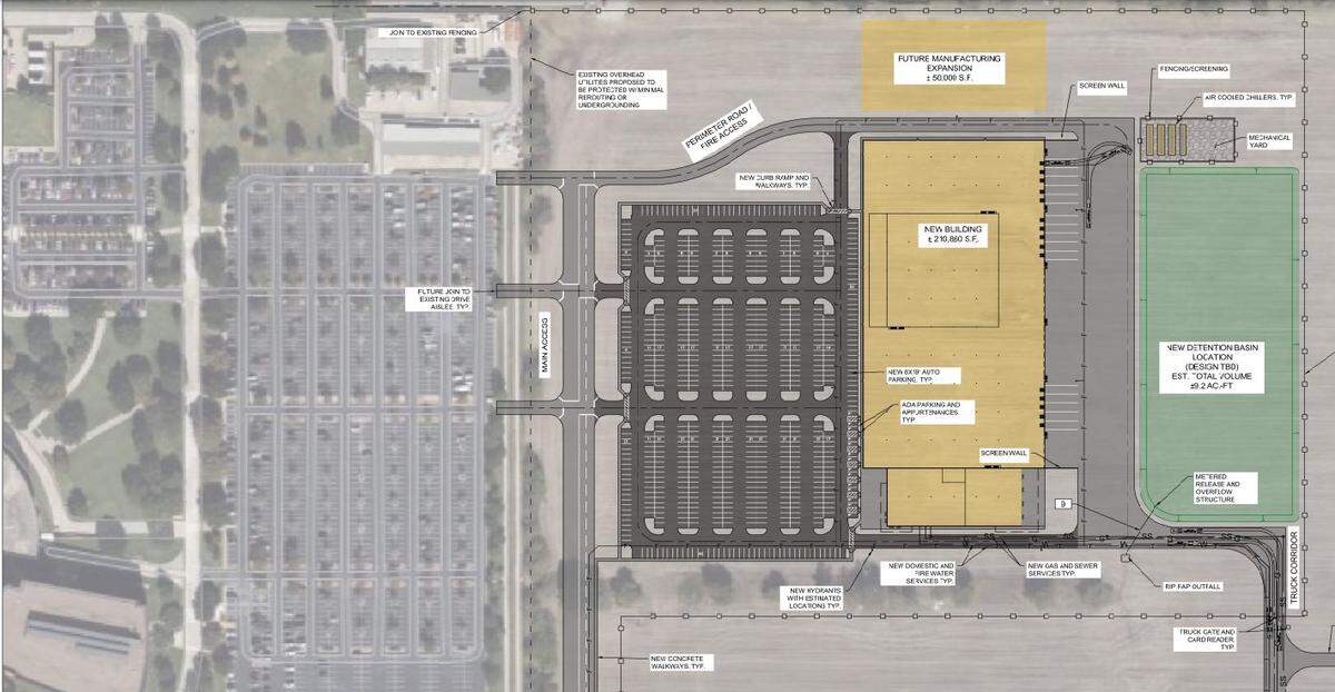 Alcon Laboratories is exploring a $100 million expansion of its Fort Worth campus. This image shows a possible configuration of the expansion, to the east of the existing campus at I-35W and East Altamesa Boulevard.