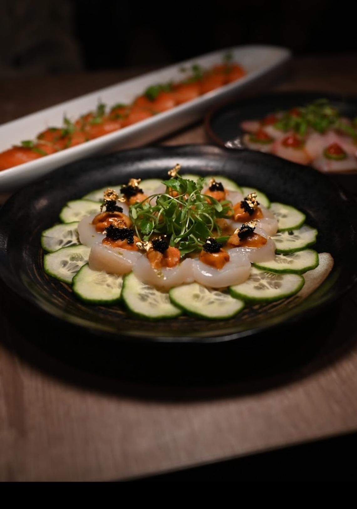 Scallop crudo with sea urchin (uni) from Bleu Bear Sushi in Bedford.