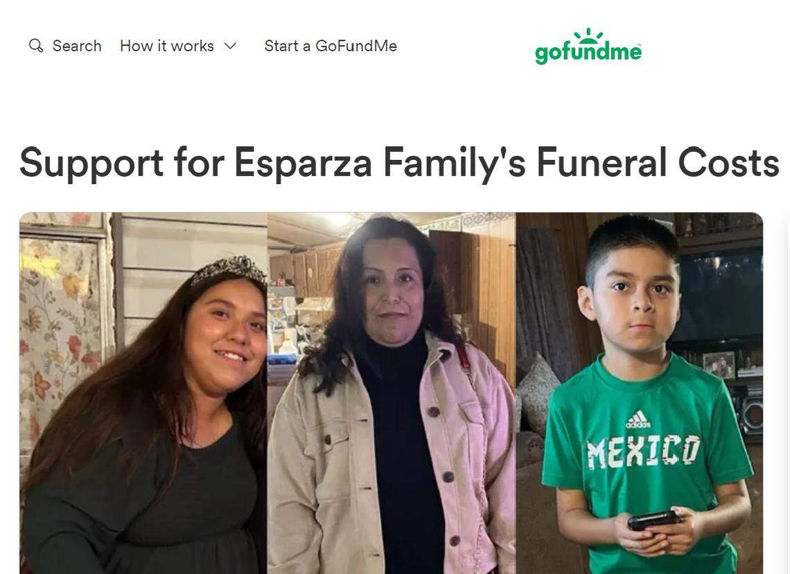 A GoFundMe has been set up to pay for the funeral costs for a woman and her two children, Laura, Miranda and Marco Esparza, who were killed when a tornado struck their home in Valley View.
