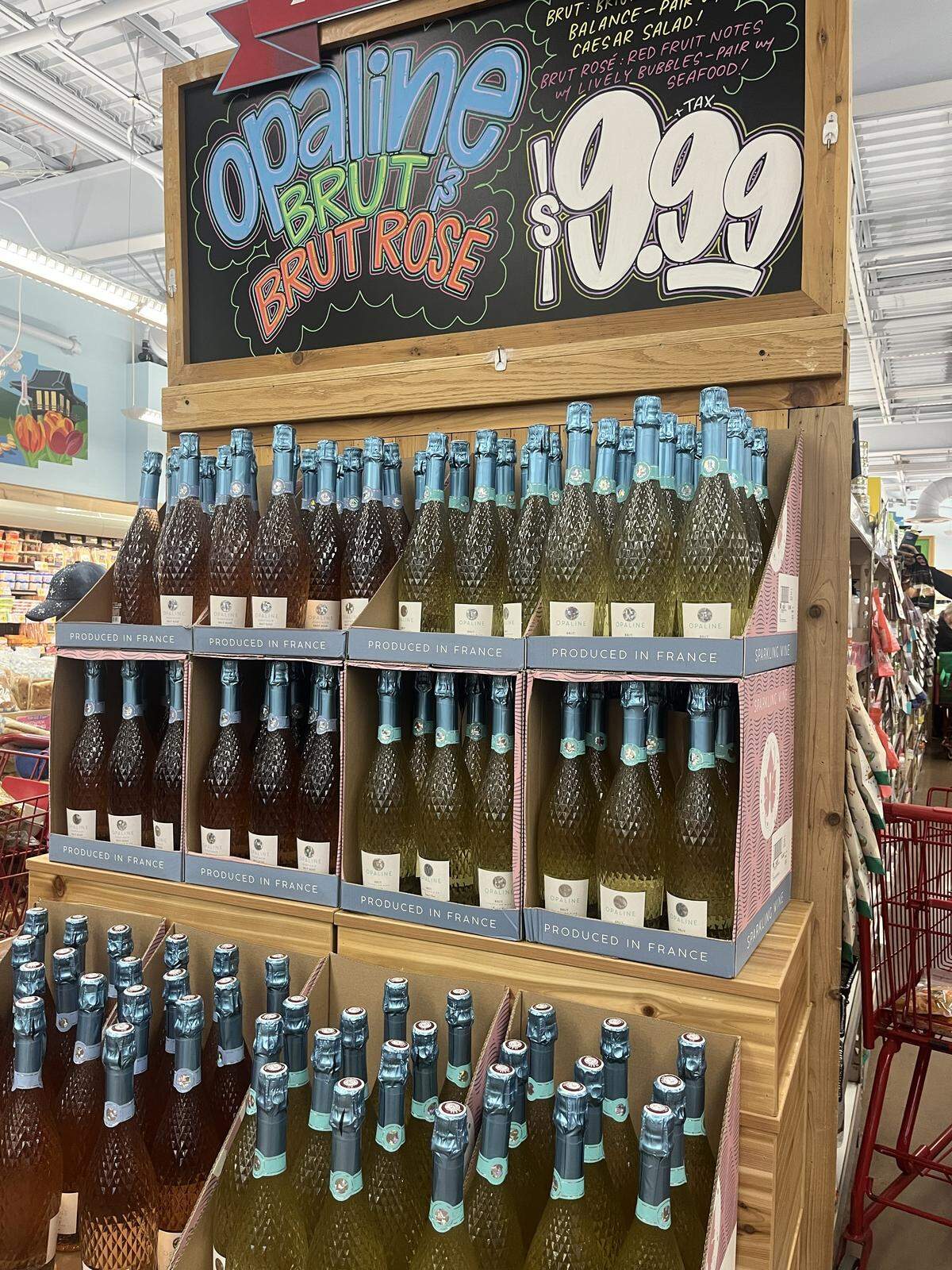 The Opaline Brut and Brut Rose are $9.99 a bottle at the Trader Joe’s in Fort Worth.