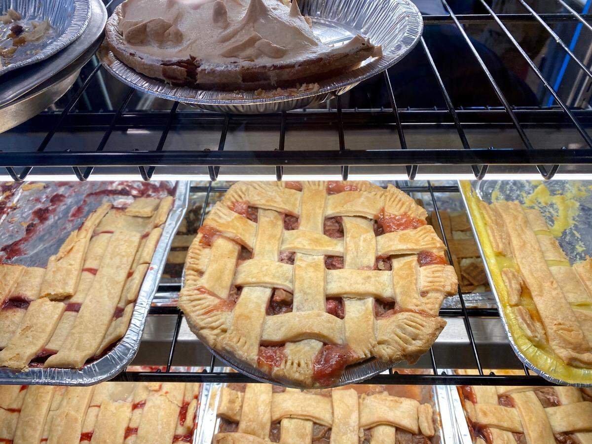 A strawberry rhubarb pie at Ranchman’s in Ponder.