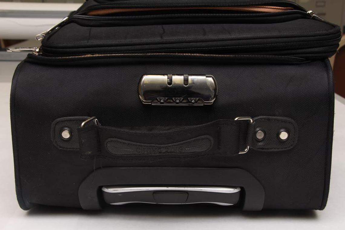 Arlington police on Tuesday released this image of a black suitcase in which a newborn baby boy was found on Saturday morning. The boy is recovering, police said, and the department is looking for the identity of the mother.