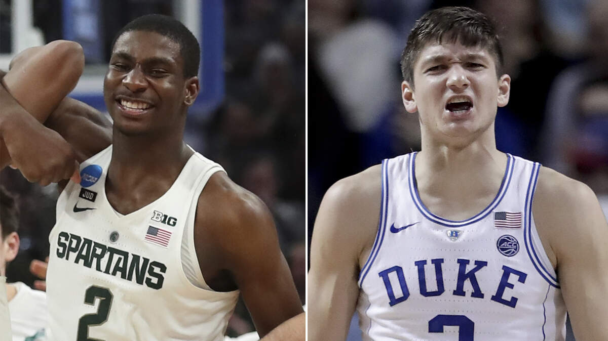 Michigan State forward Jaren Jackson and Duke shooting guard Grayson Allen are shown in this composite photo.