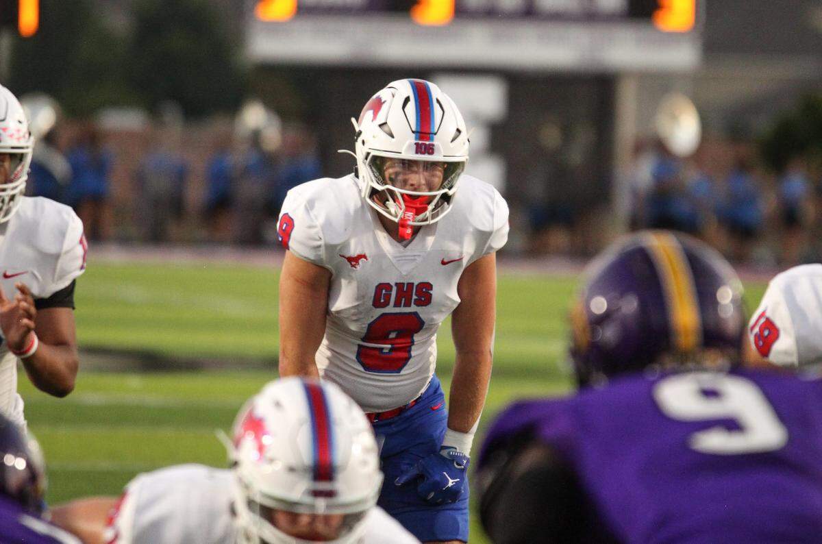 Grapevine running back Jake Graham waits for the snap against Everman in a District 3-5A D2 game on Friday, September 12, 2025 at Marr Stadium in Everman, Texas.