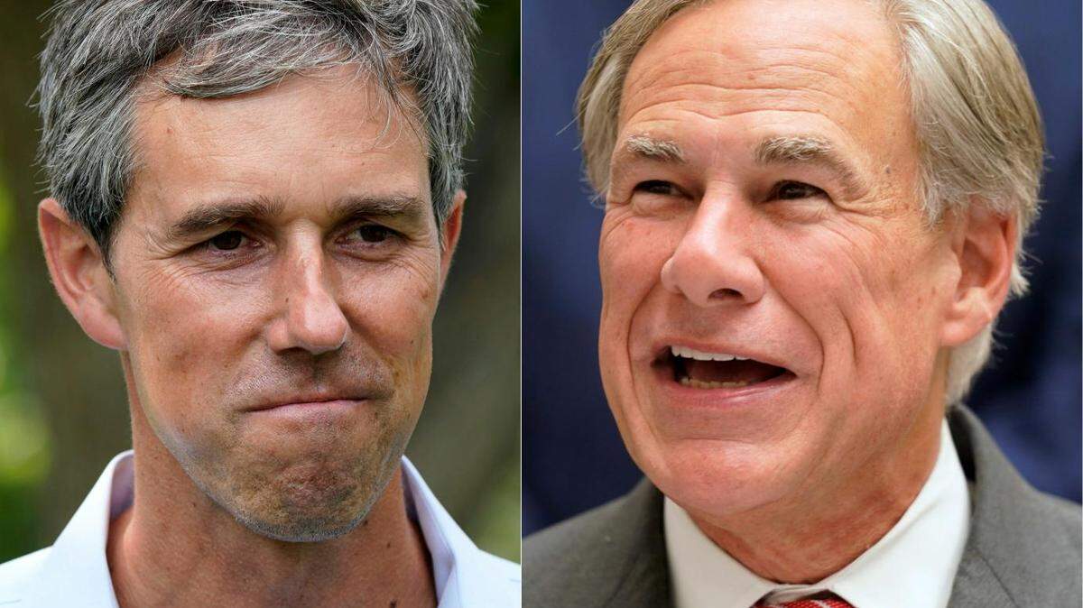 Democrat Beto O’Rourke, left, faces Republican Gov. Greg Abbott in November.
