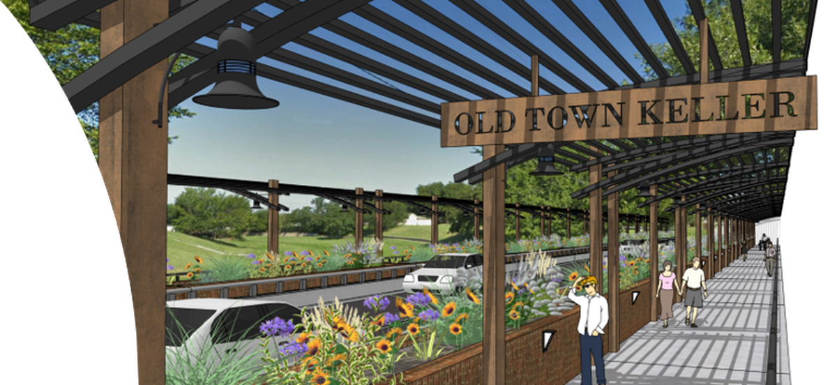 An artist rendition of the Elm Street Bridge, part of the renovation project in Old Town Keller.