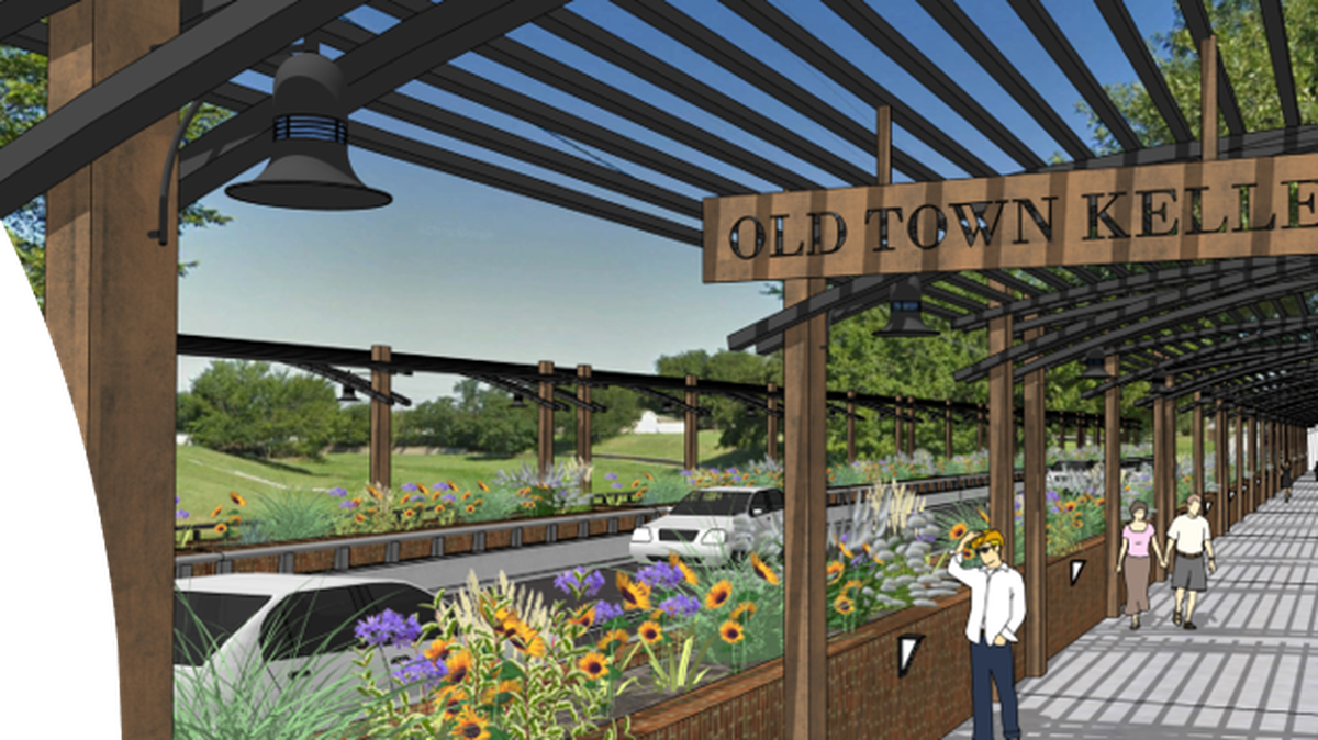 An artist rendition of the Elm Street Bridge, part of the renovation project in Old Town Keller.