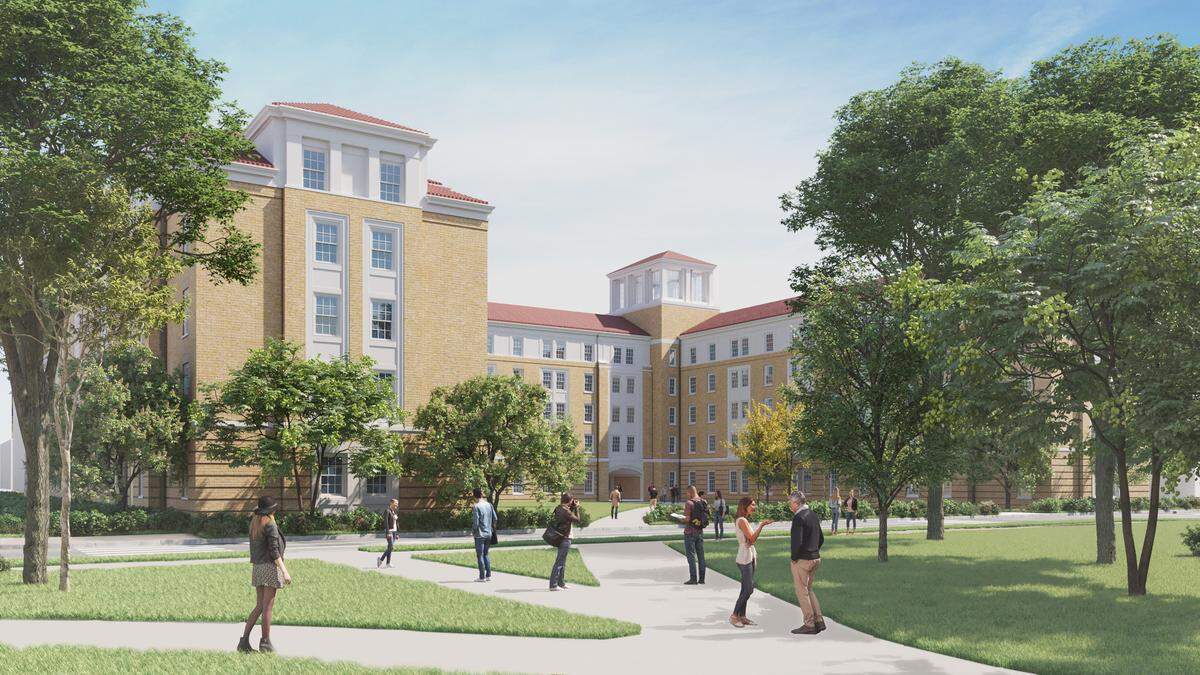 A rendering of new student housing planned for the east side of TCU campus.