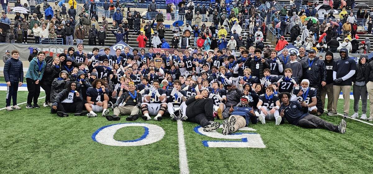 Fort Worth All Saints celebrates a TAPPS Divison Two State Championship at Waco ISD Stadium in Waco, Texas, on Saturday, Dec. 7, 2024.