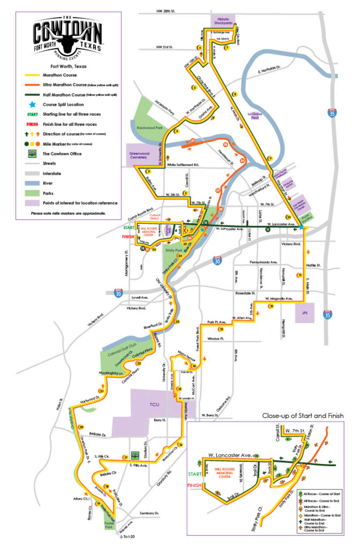 The Cowtown full marathon will take place on Sunday, Feb. 23. All roads apart of the race path are expected to be blocked off.