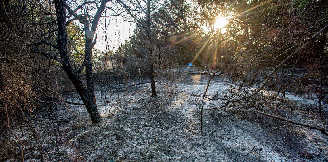 Brush is turned to a thin ashen layer in many pockets of scrubland in Somervell County. The Chalk Mountain fire ravaged ranches and scrubland, destroying 16 homes and damaging others. The wildfire has burned more than 6,000 acres.
