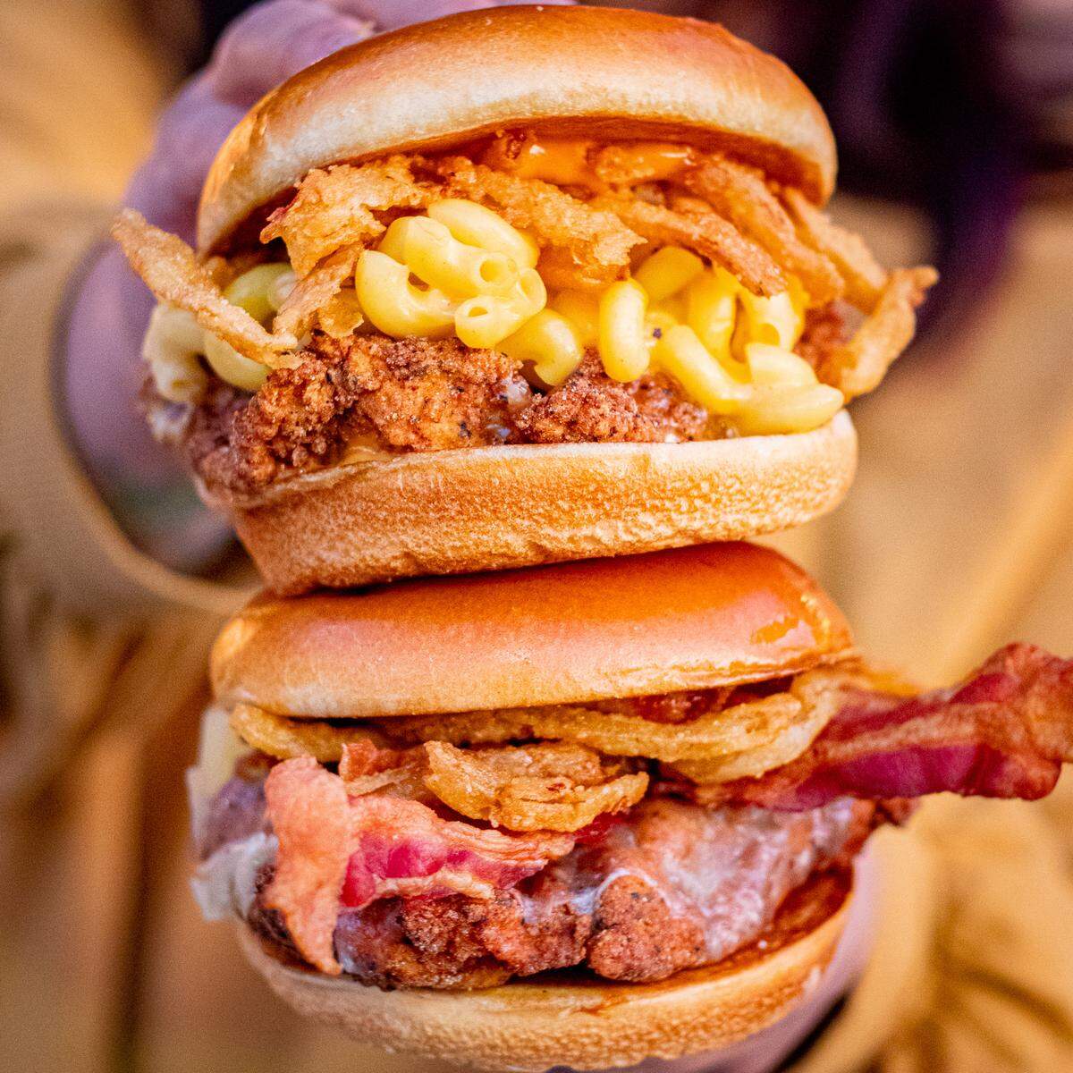 “The Ultimate” (top) and “BBQ Chicken Alert” (bottom) sandwiches from Big Chicken.