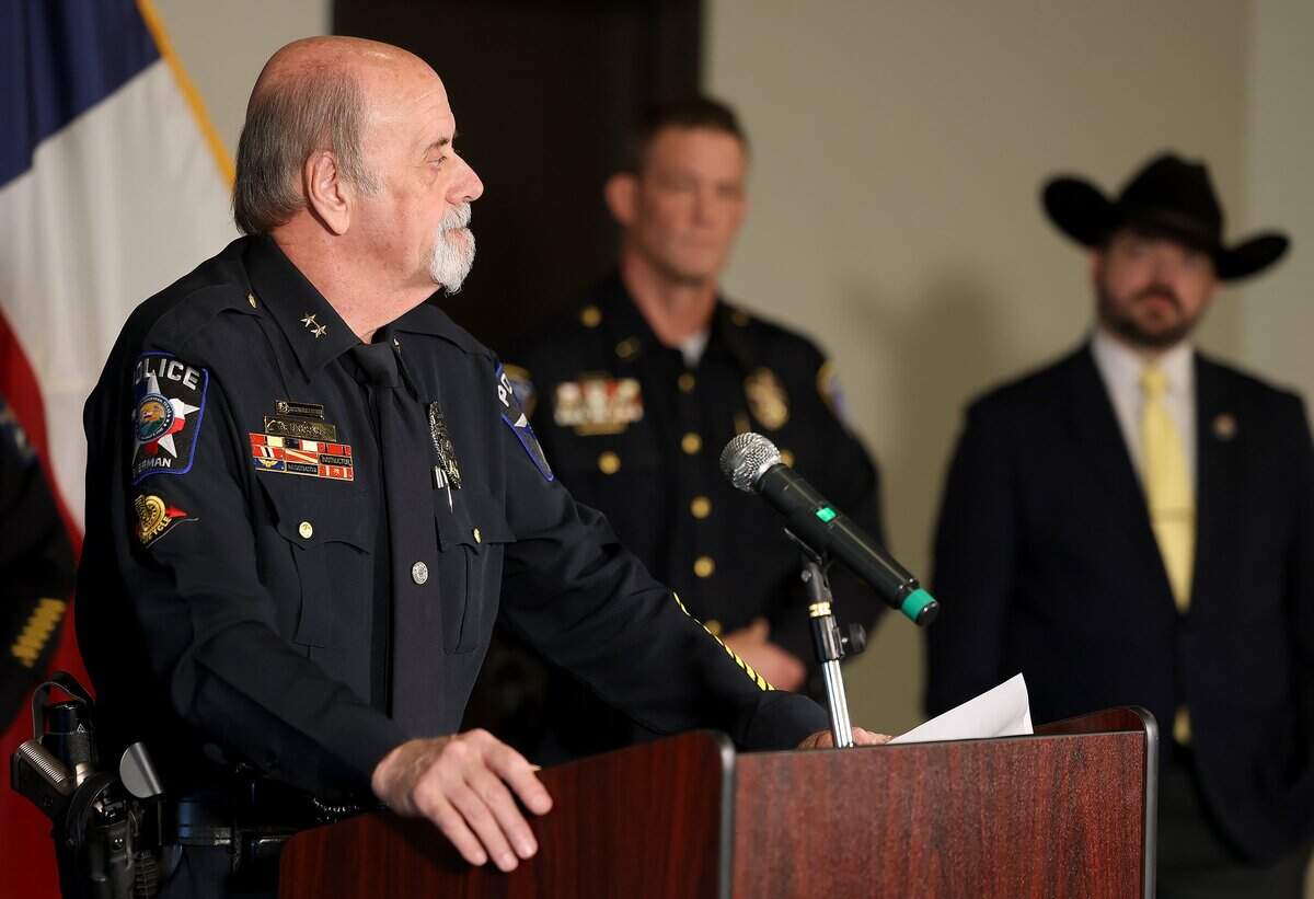 Everman Police Chief Al Brooks speaks during a press conference announcing new evidence in the case of missing six-year-old Noel Rodriguez-Alvarez on Thursday, May 14, 2026, at the Everman Civic Center. Officials said human remains were discovered in the back yard of Noel's former home.
